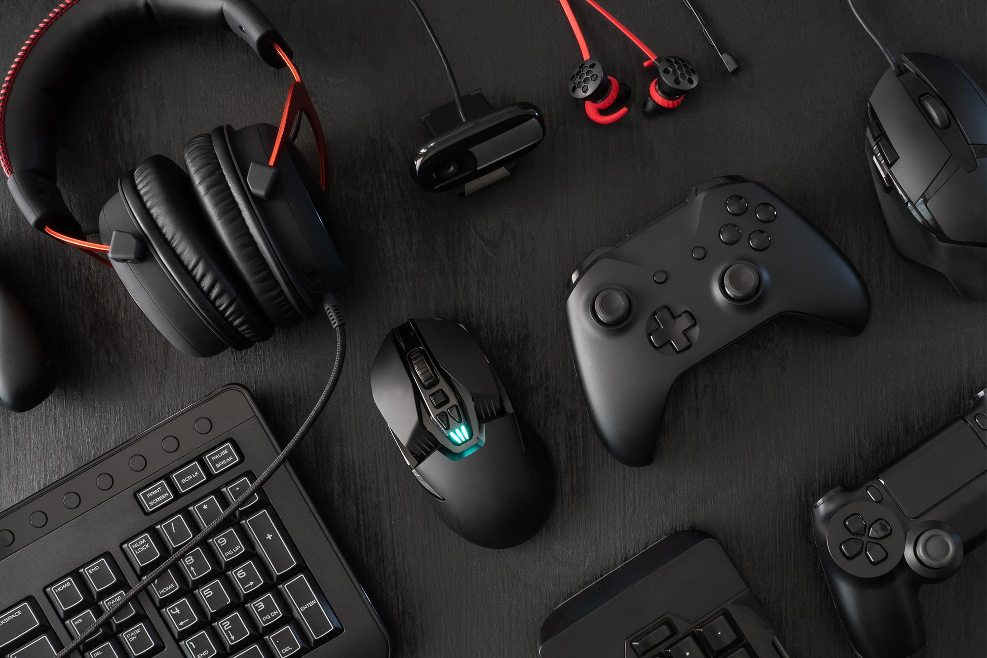 Gaming headset, mice, keyboard, controllers and webcam