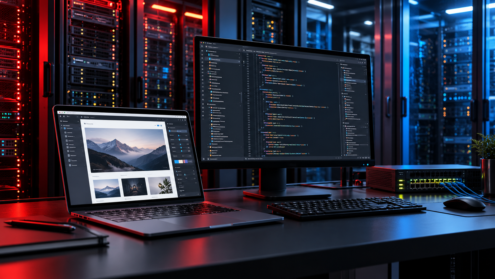 Illustrative website development workstation